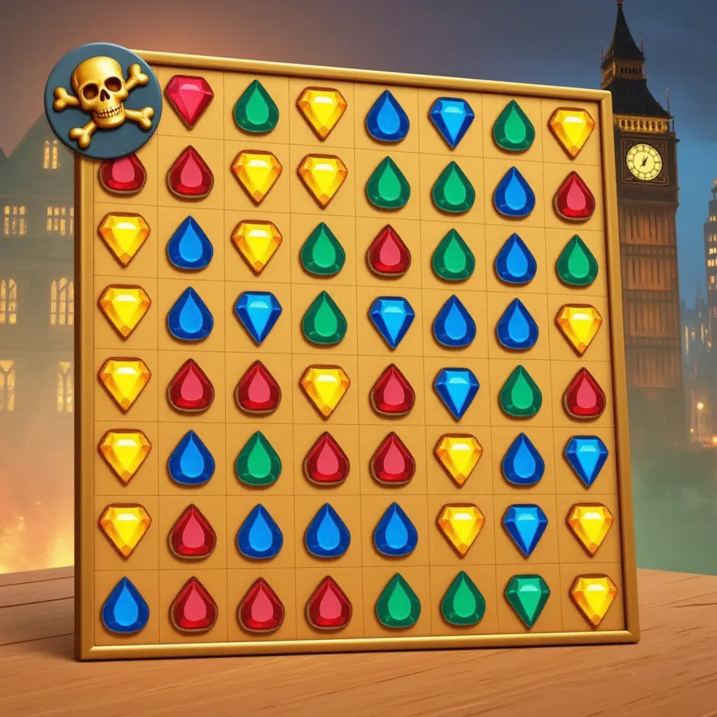 Match3 gem board with a power-up orb